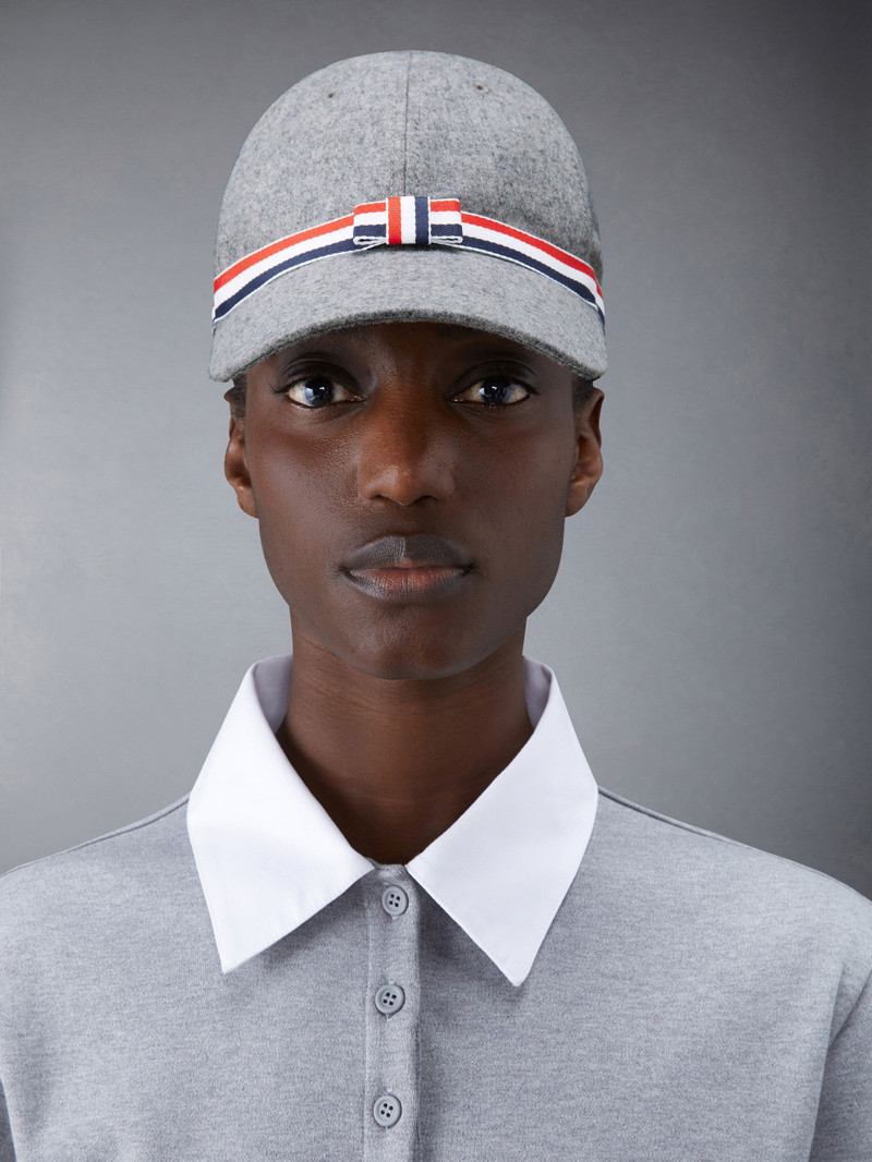 Thom Browne Wool Flannel Grosgrain Bow Baseball Cap outlook