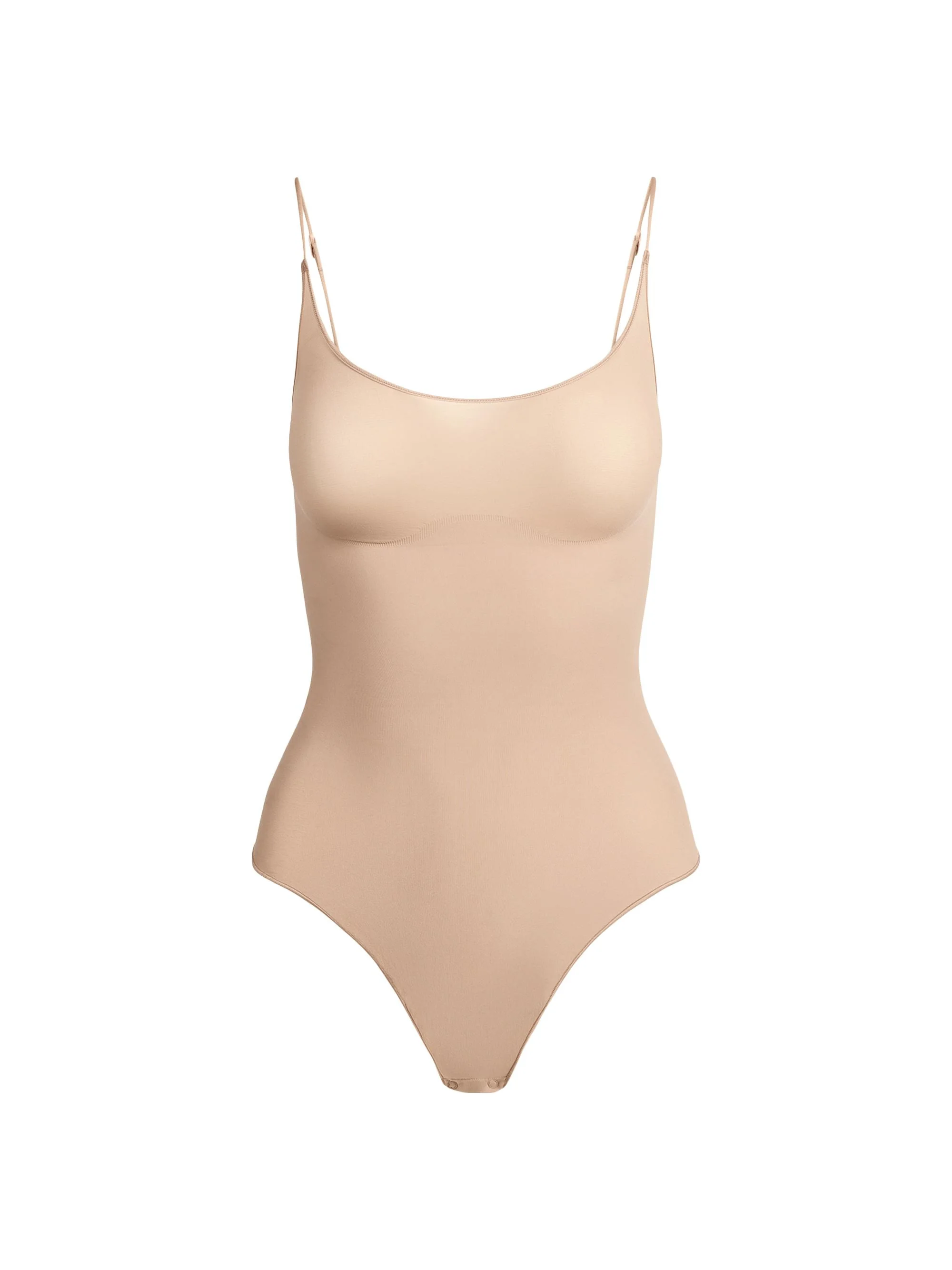 Women's Sheer Seamless Thong Bodysuit - Clay - 1