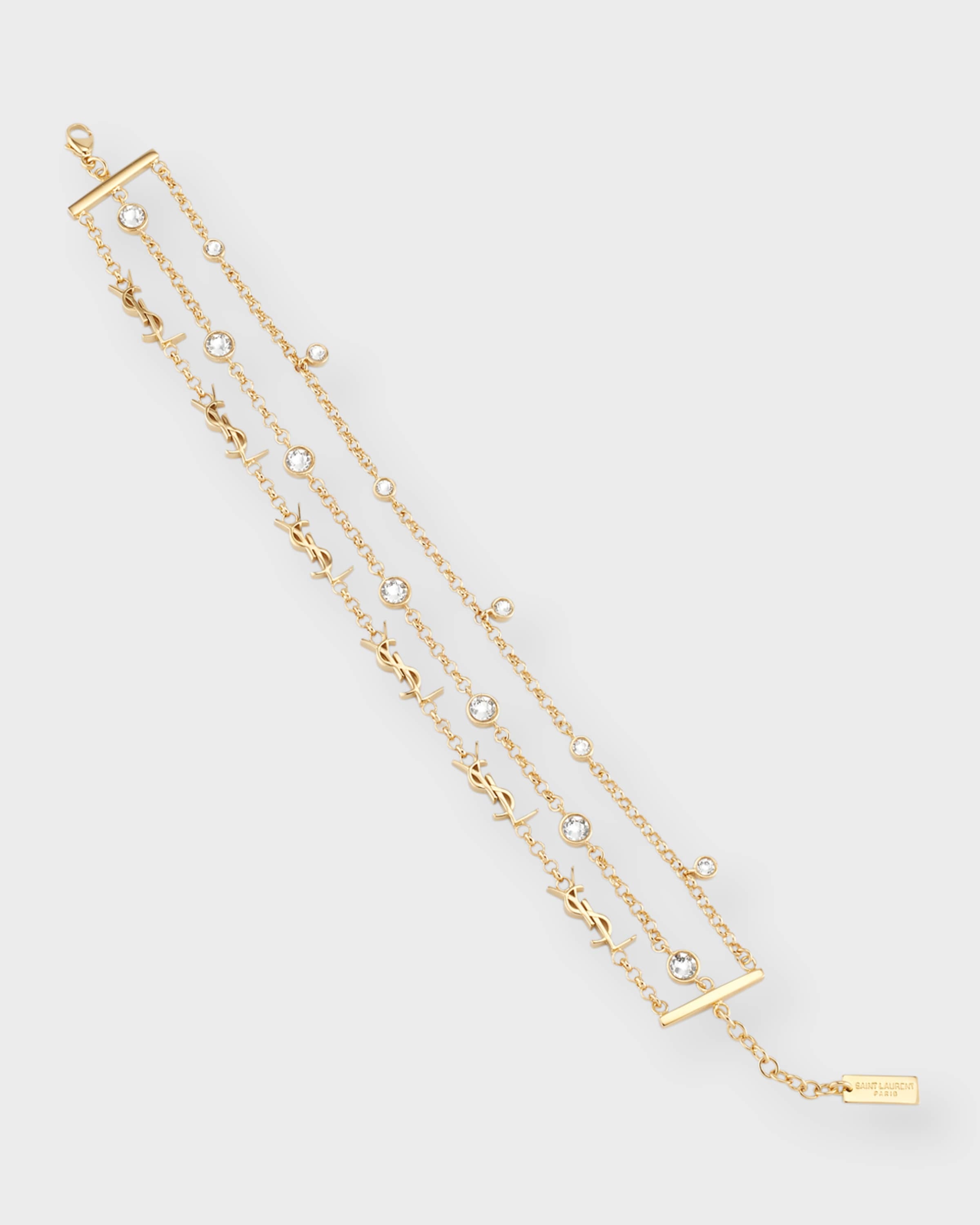 SAINT LAURENT PARIS｜JEWERLY (701950 Y1526 9137) CASSANDRE, heart and rhinestone long necklace in metal