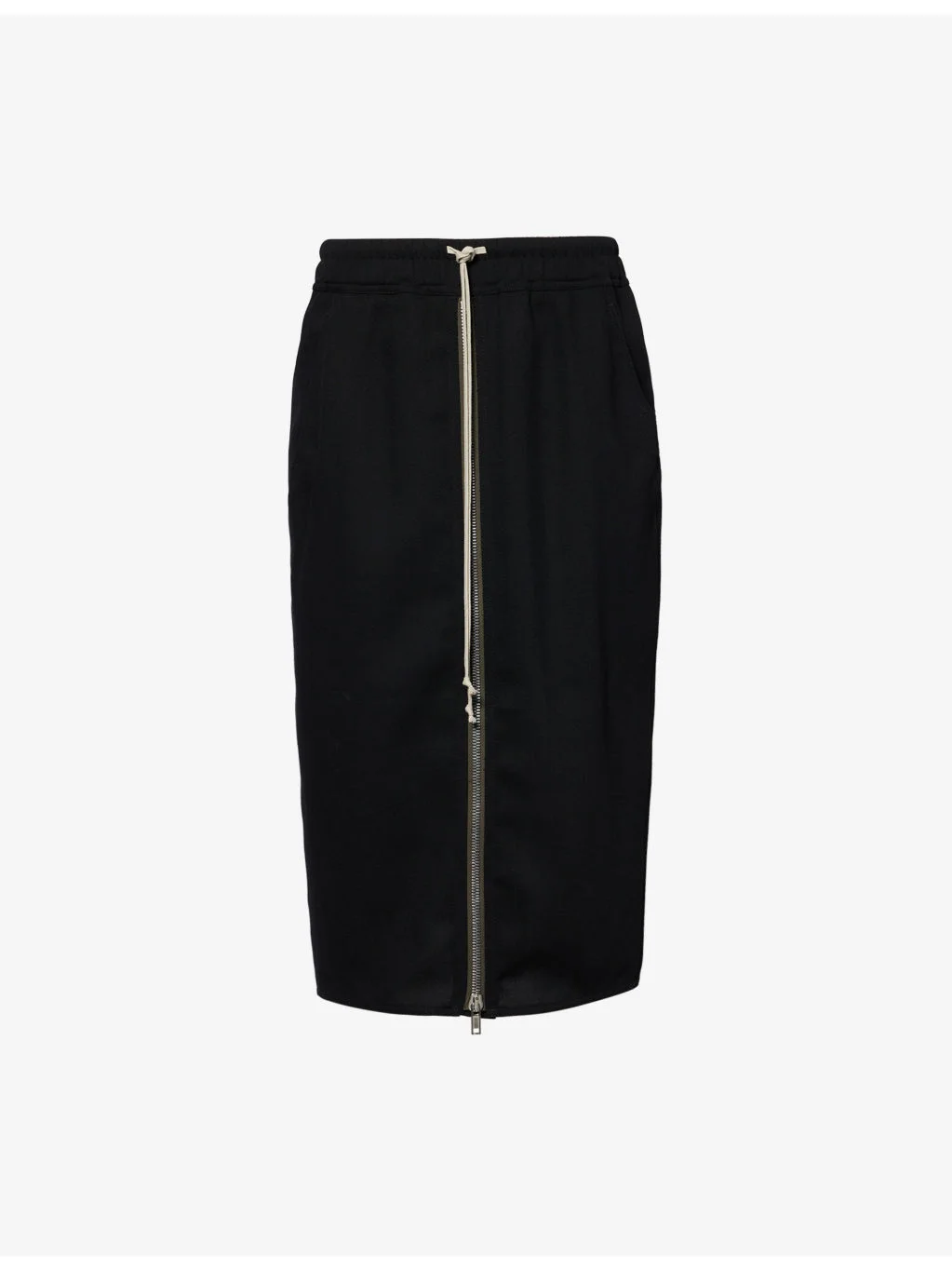 Zip-Front Pillar Wool Midi Skirt - 1
