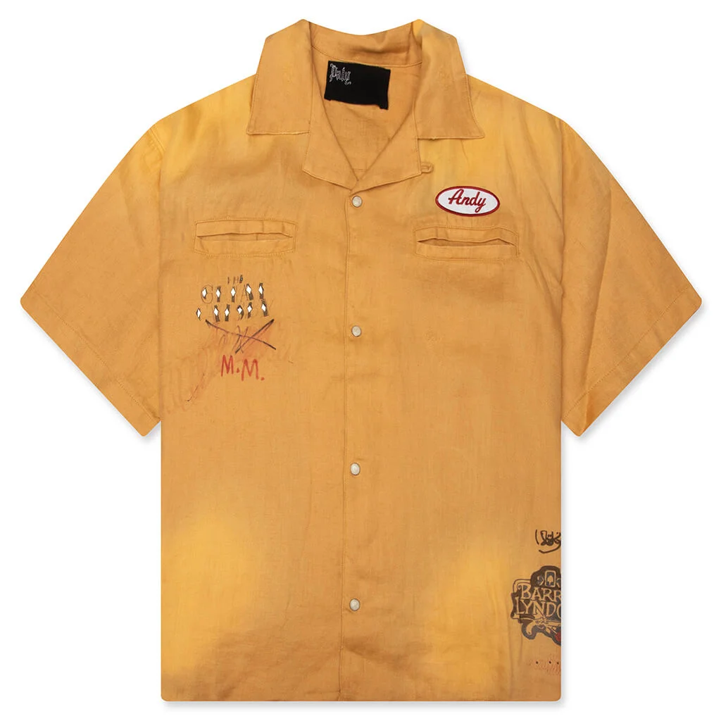 Montauk Short Sleeve Bowling Shirt Yellow - 1