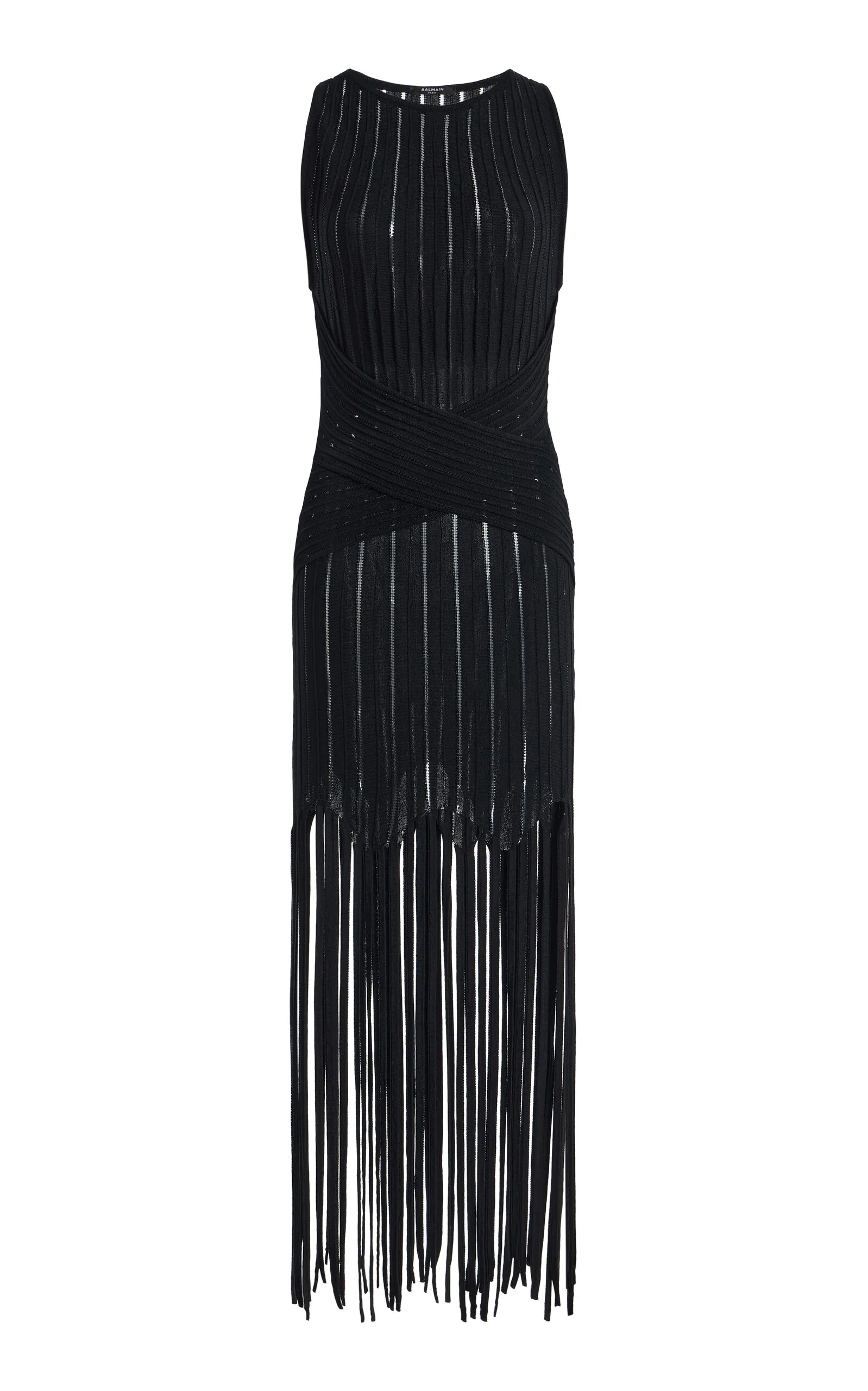 Fringed Knit Dress black - 1
