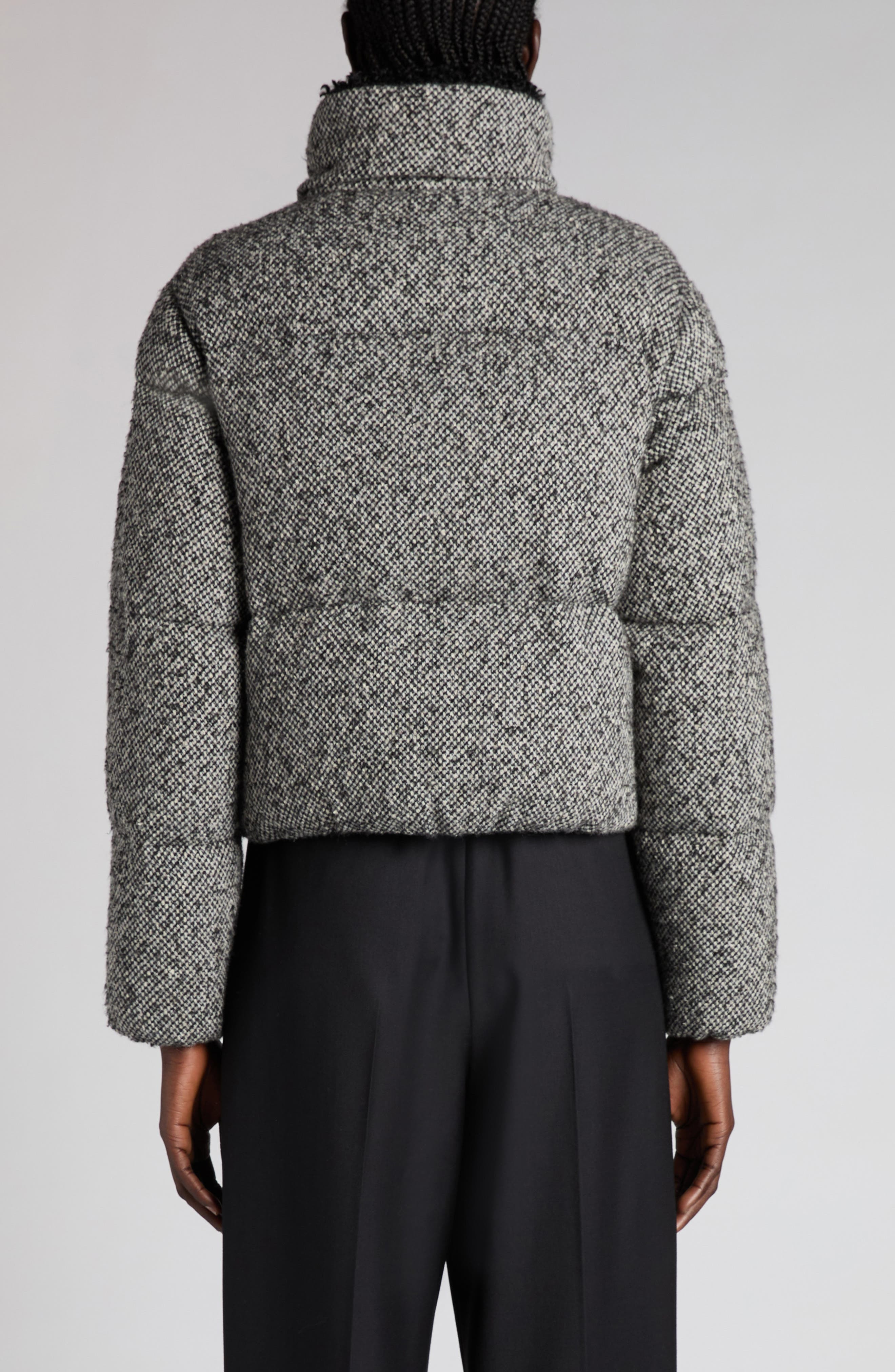 Moncler Brezesse Tweed Down Jacket in Black Check at Nordstrom - 3