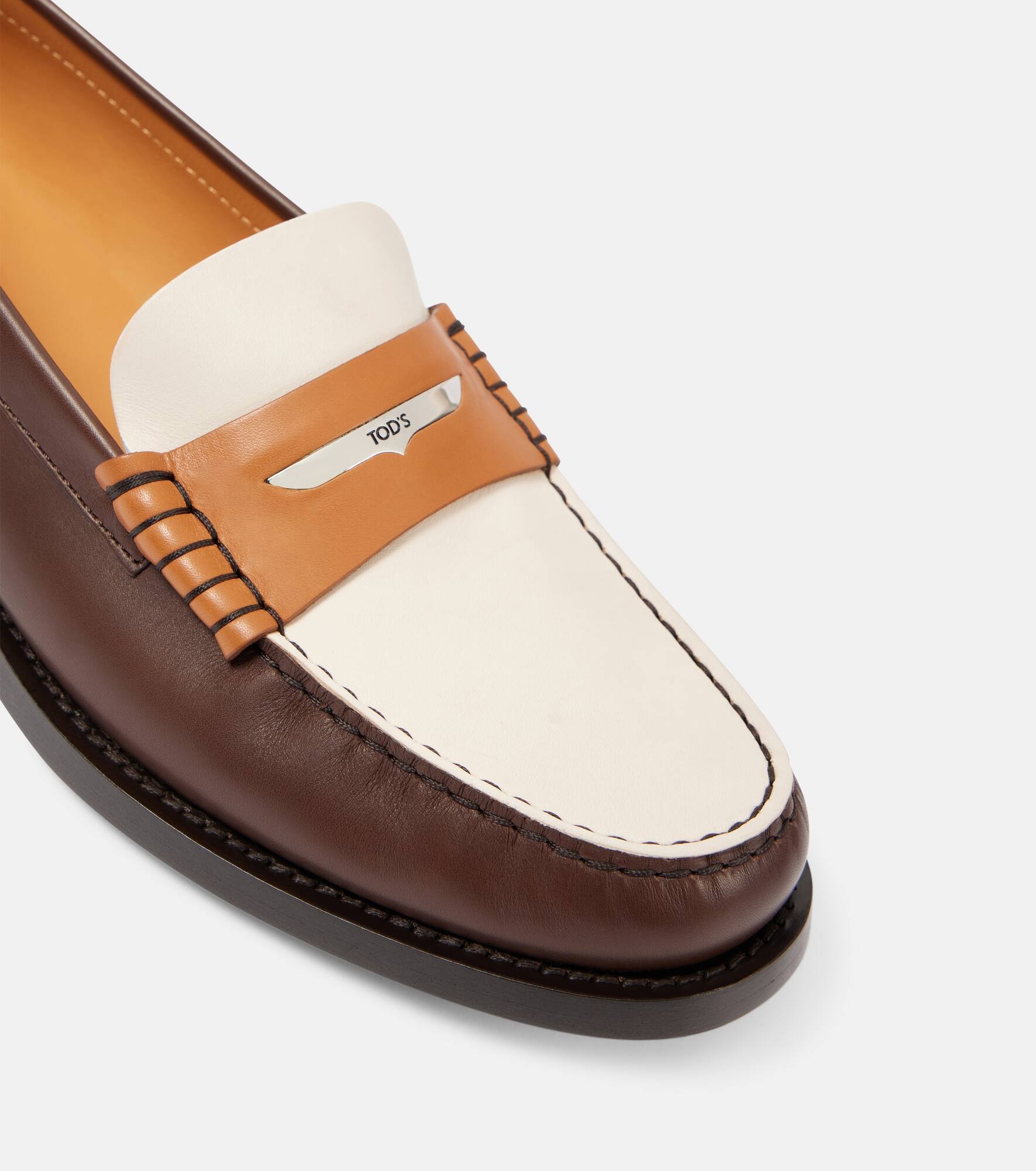 Colorblocked leather penny loafers - 5