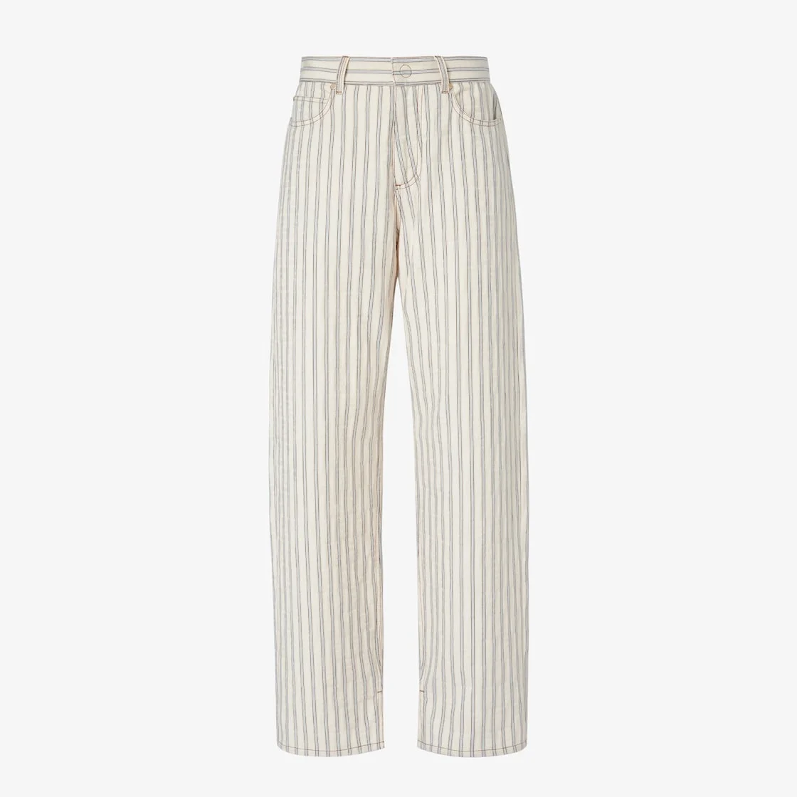Long Jeans Beige FF denim pants with light blue stripes - 1