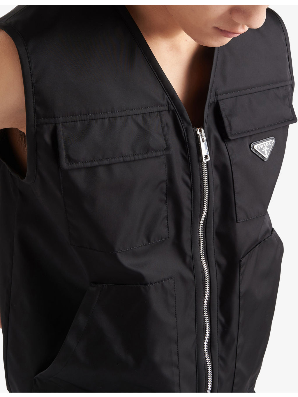 Re-Nylon Brand-Plaque Nylon Vest - 3