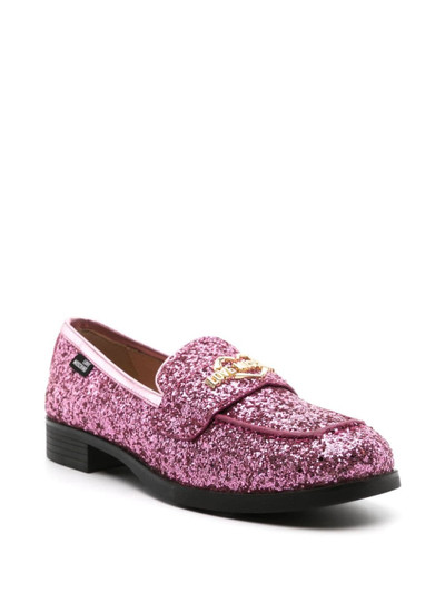 Moschino glitter-detail square-toe loafers outlook
