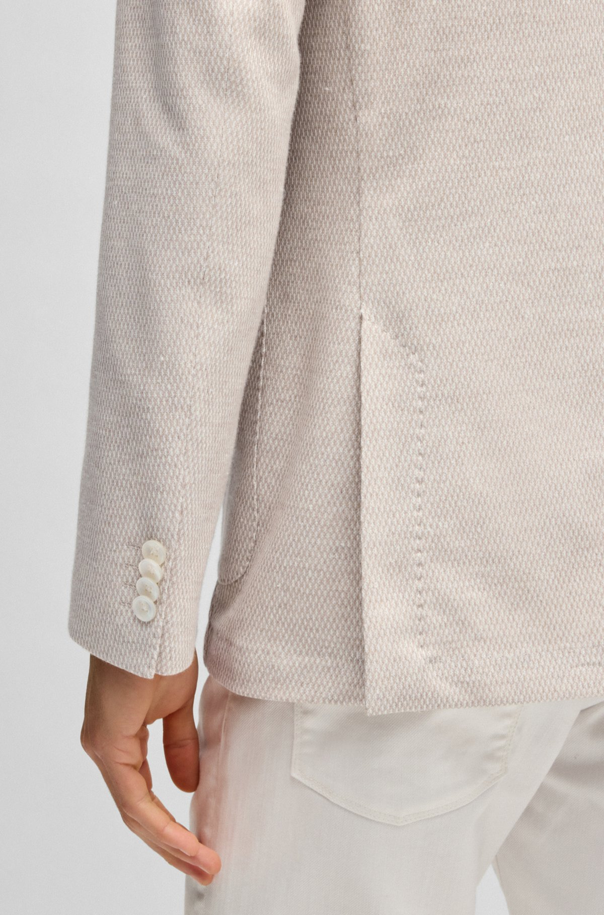 REGULAR-FIT PATTERNED BLAZER WITH LINEN AND COTTON - 6