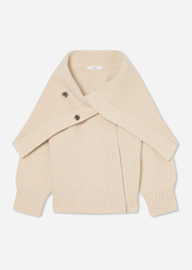 Funnel Neck Knit Cardigan in Wool Cashmere 1