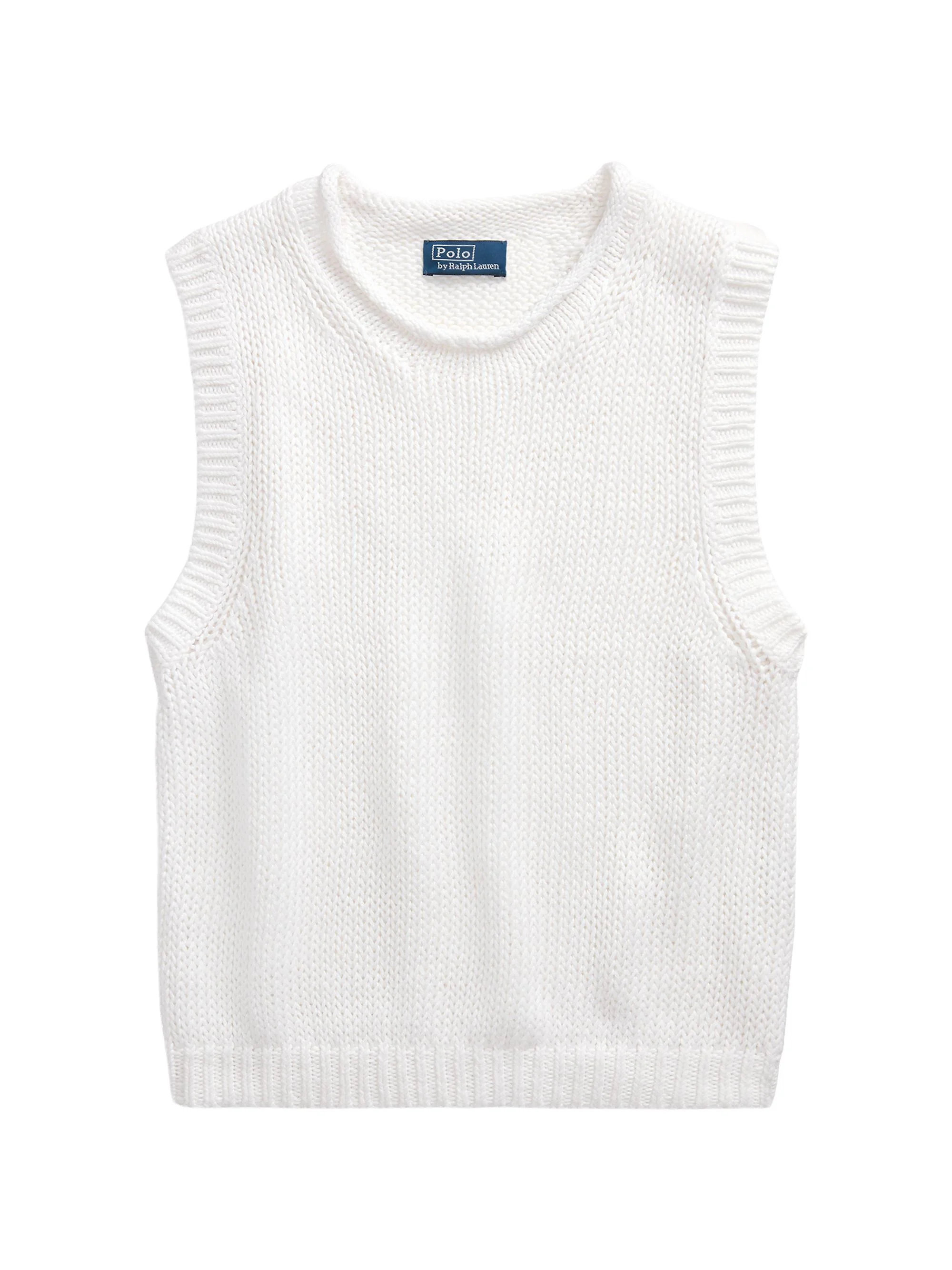 Women's Linen-Cotton Knit Sweater Tank - White - 1