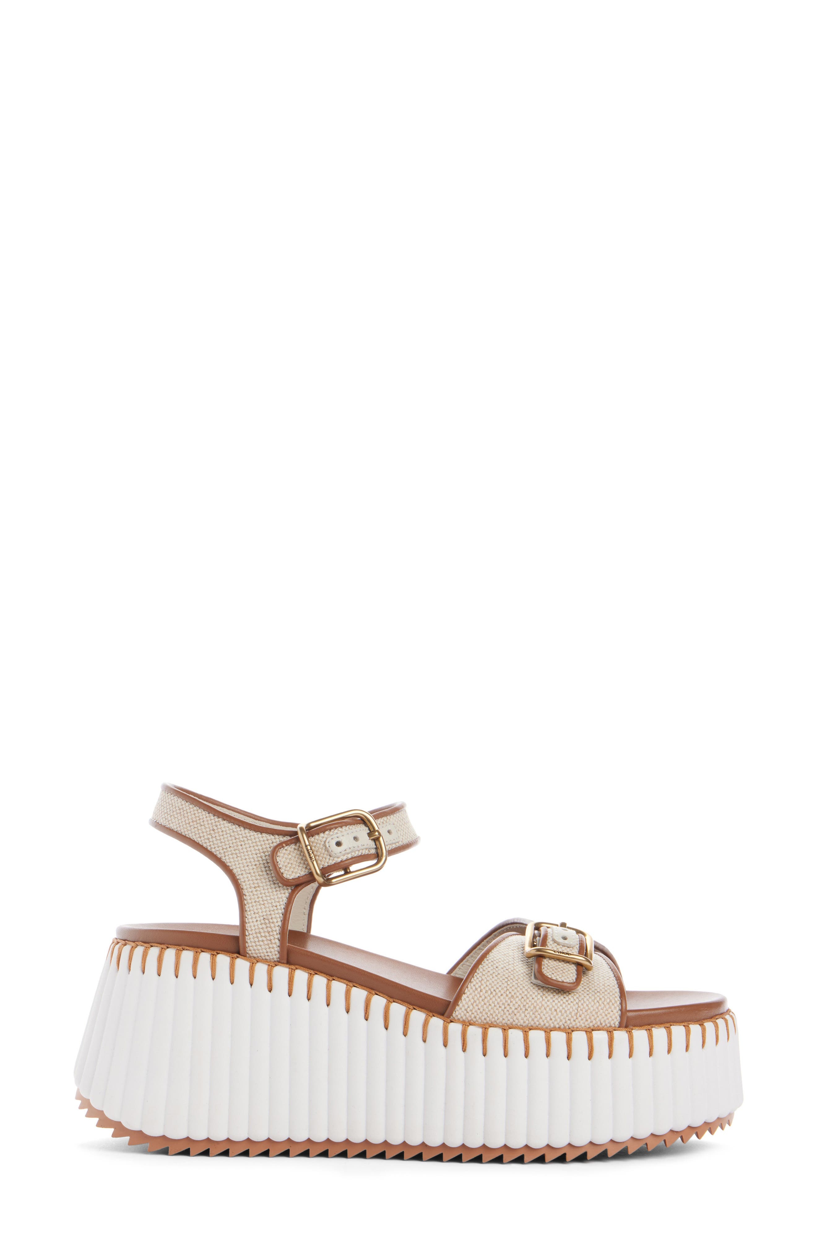 Chloé Nama Platform Wedge Sandal in Dusty White at Nordstrom - 3
