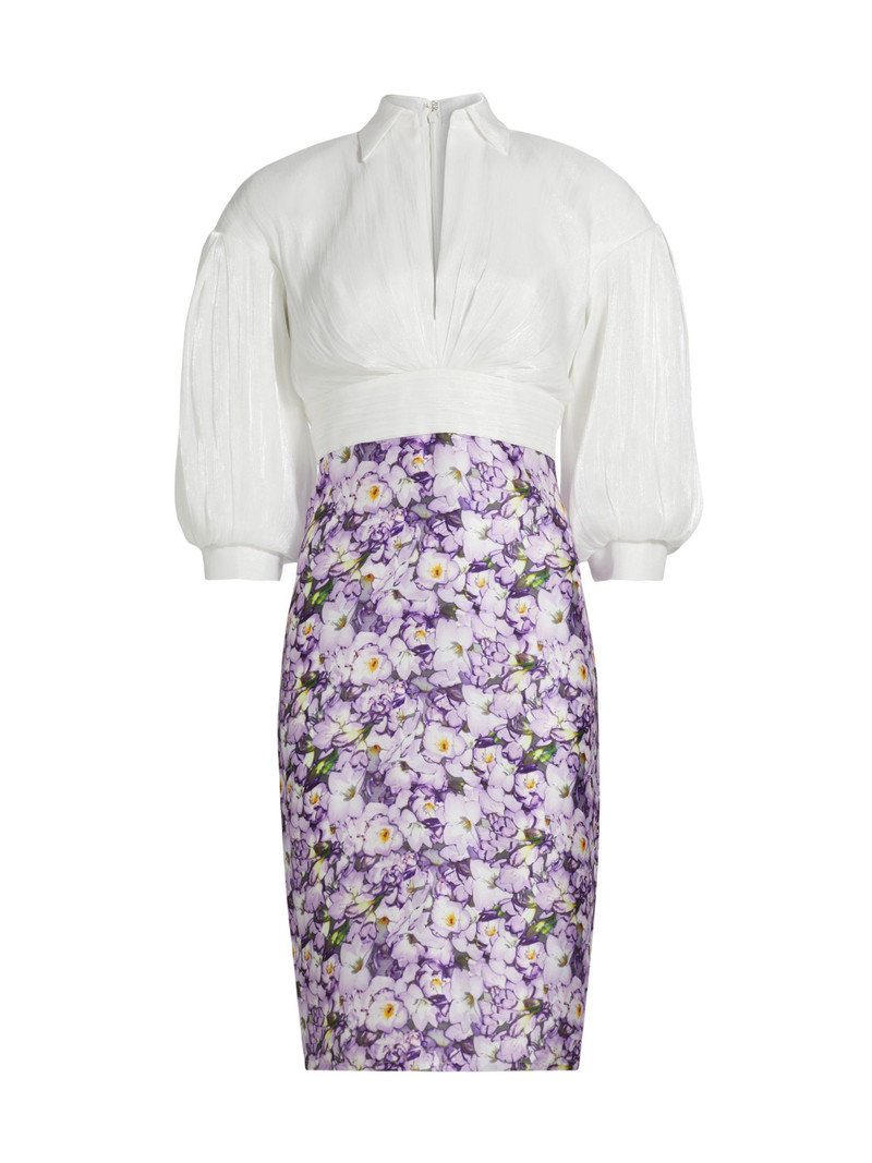 Women's Pieced Knee-Length Cocktail Dress - Lilac Multi 1