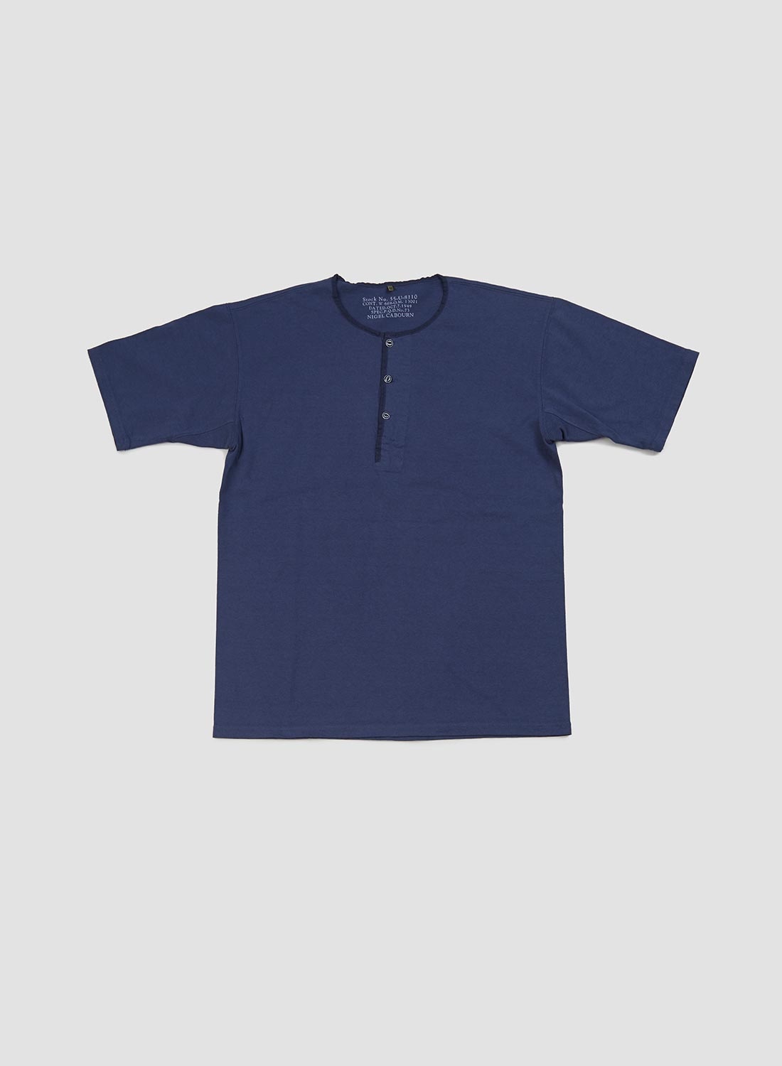 50s Henley Neck T-Shirt in Indigo - 1
