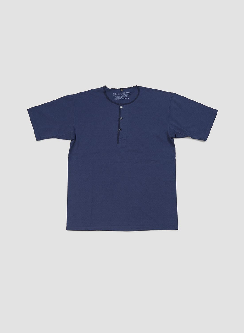 50s Henley Neck T-Shirt in Indigo 1