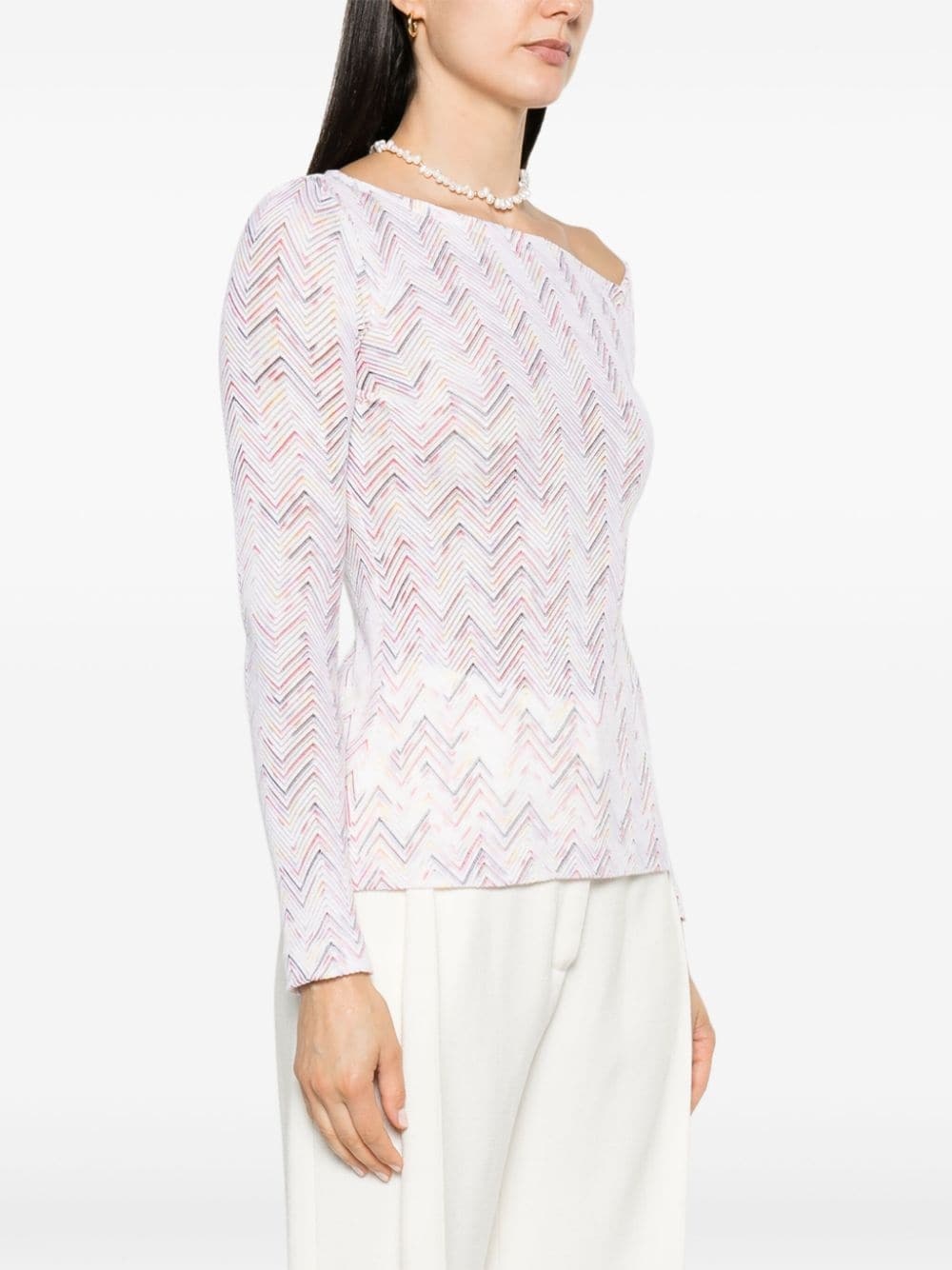 zigzag crochet-knit jumper - 3