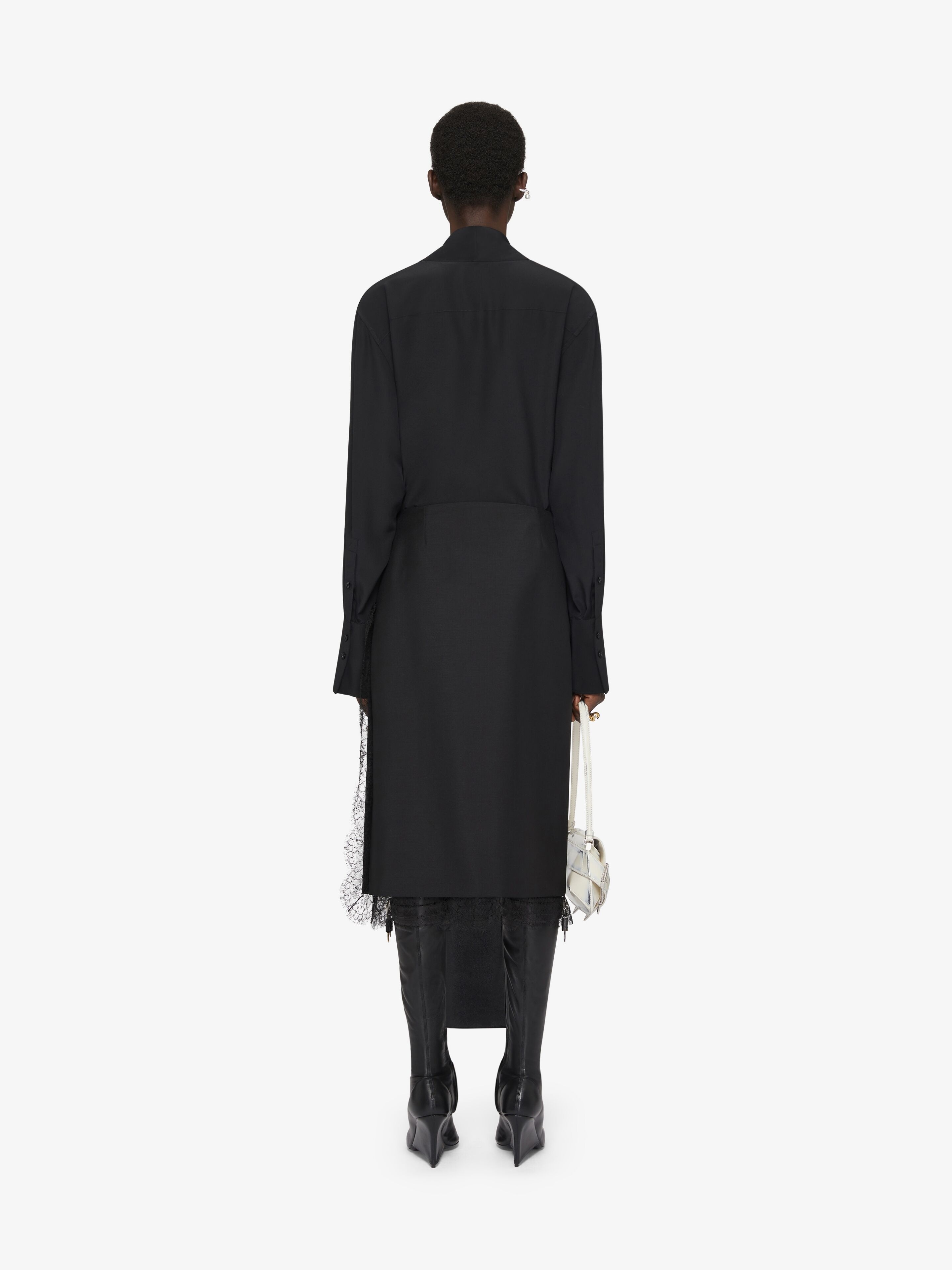 SKIRT IN WOOL AND MOHAIR WITH LACE - 4
