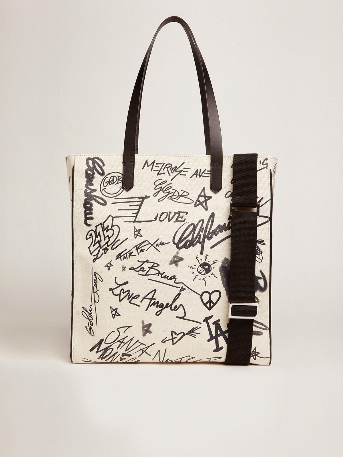 White North-South California Bag with contrasting black graffiti print - 2