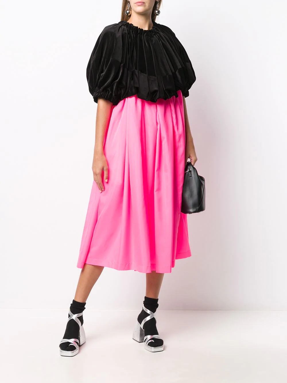 high-waisted pleated dress - 2