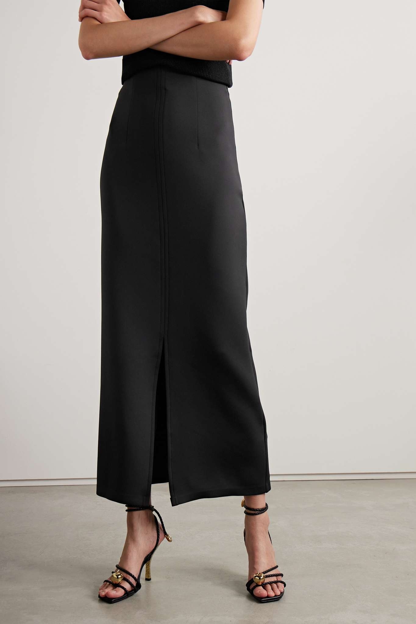 Duccio front-slit neoprene maxi skirt