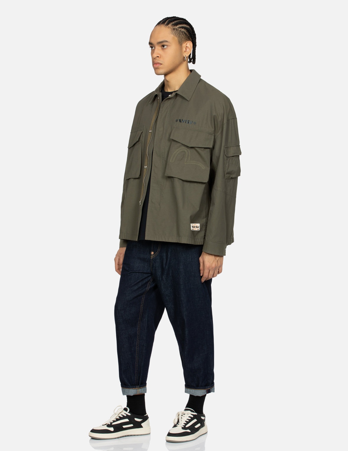 Hand Stitching Seagull and Godhead Embroidery Loose Fit Shirt Jacket - 4