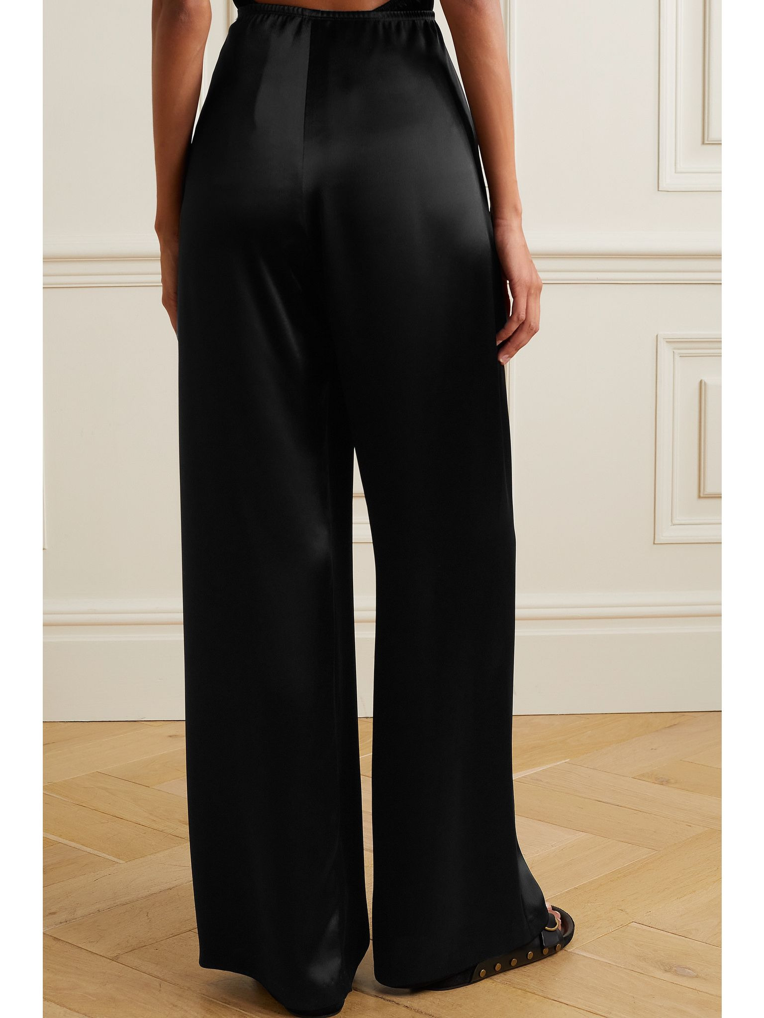 Barb satin wide-leg pants Black - 3