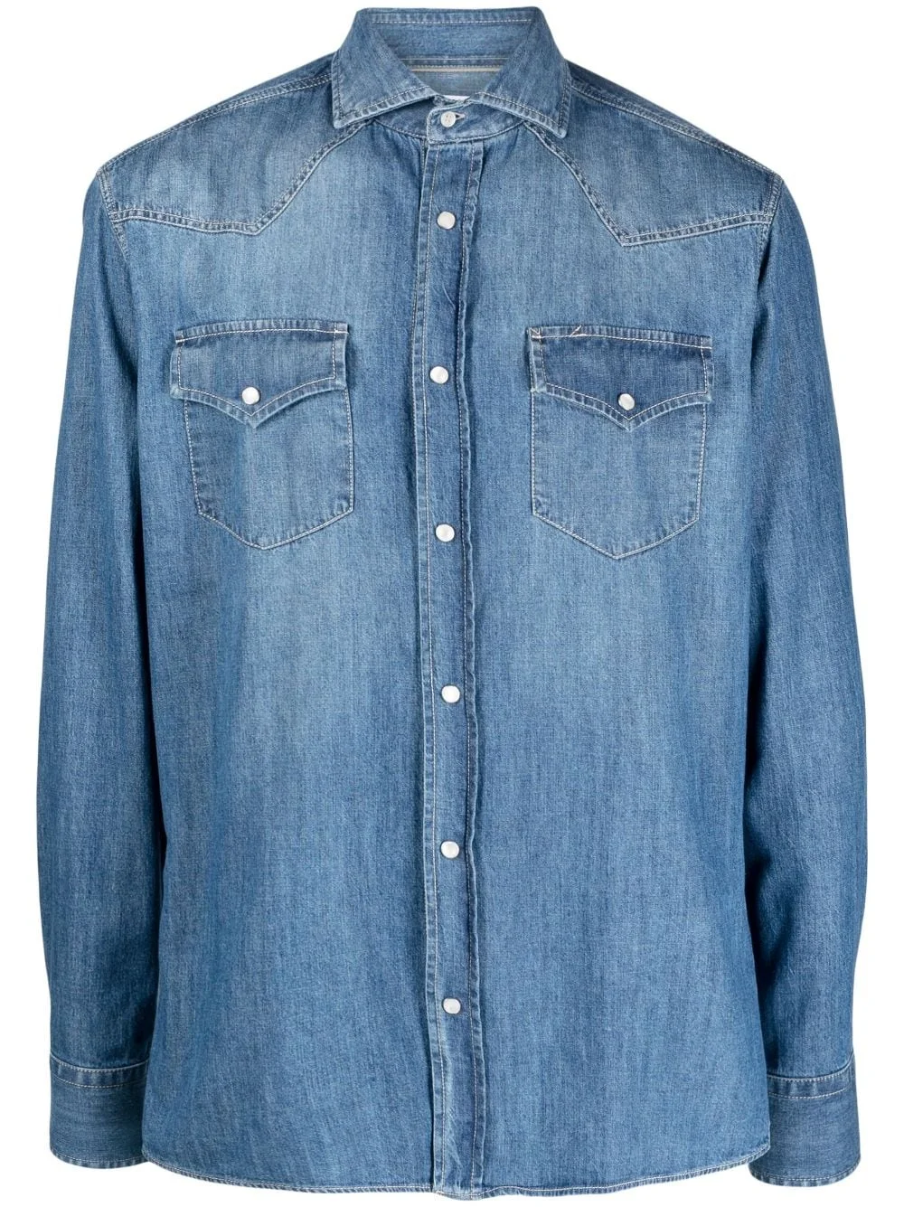 Brunello Cucinelli Men Denim Cotton Shirt - 1