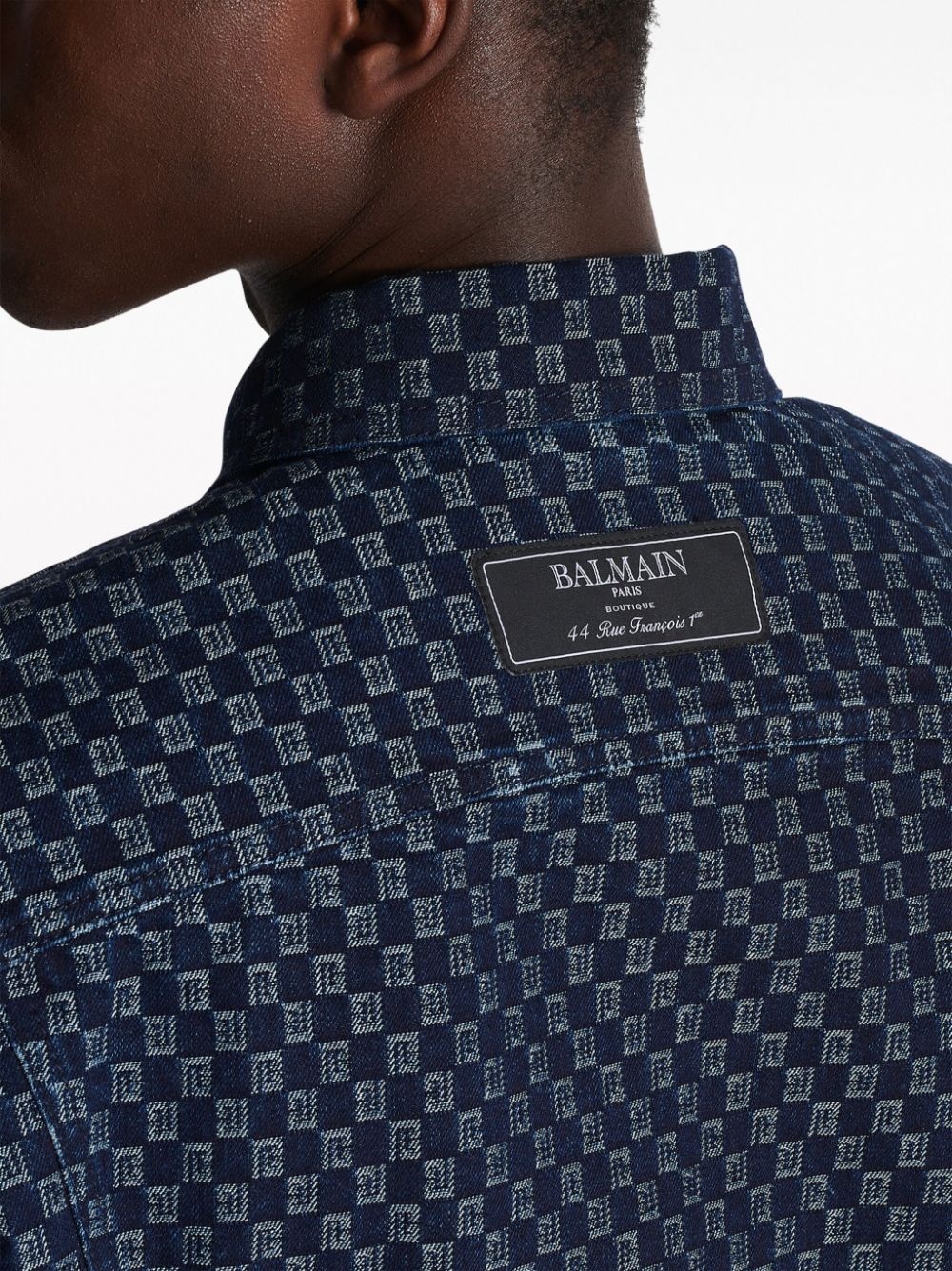 monogram-jacquard denim jacket - 7