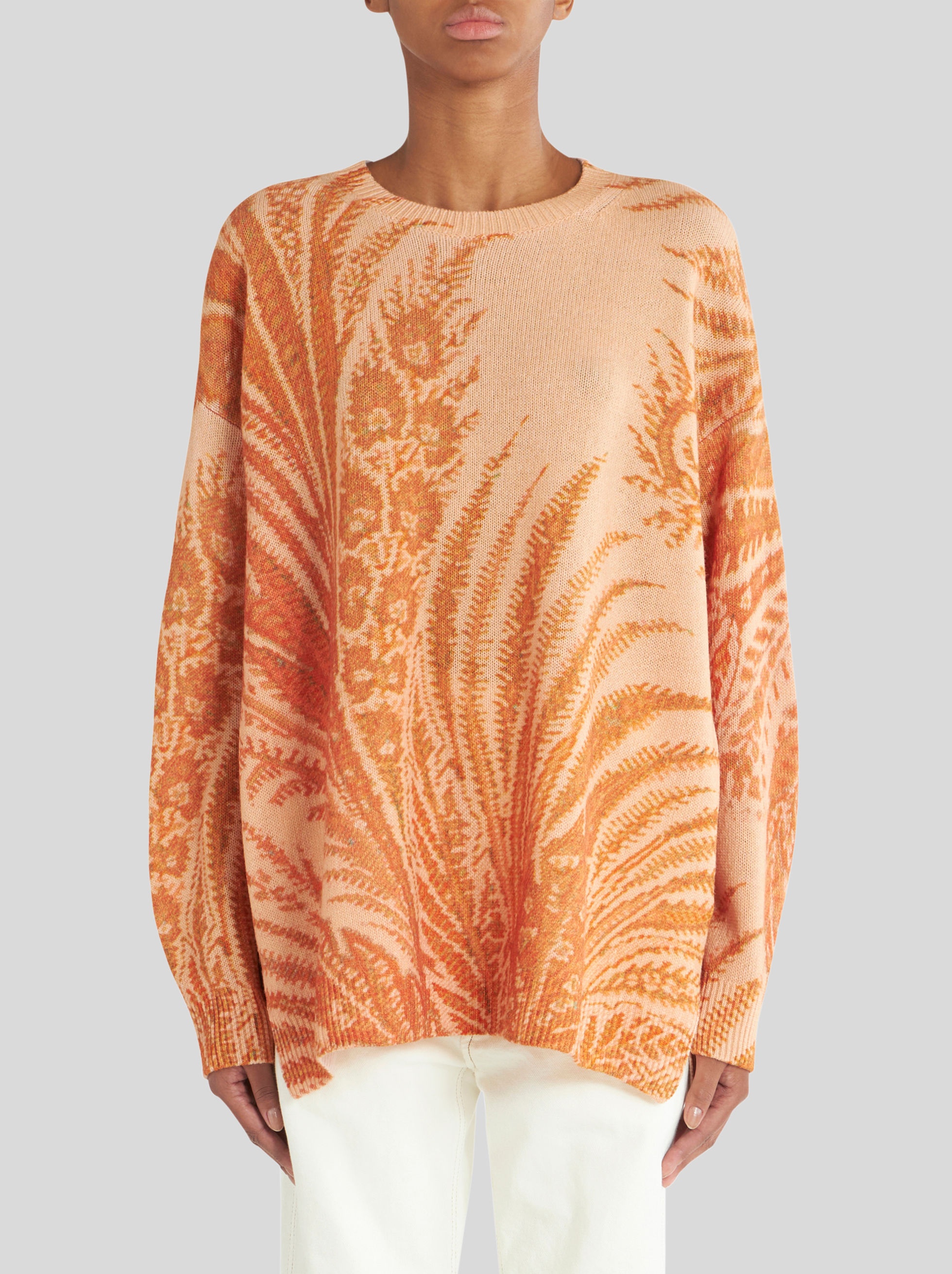 FOLIAGE PRINT WOOL JUMPER - 3