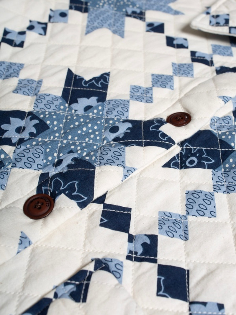 Signe Quilted Cotton Jacket Offwhite/Blue 5