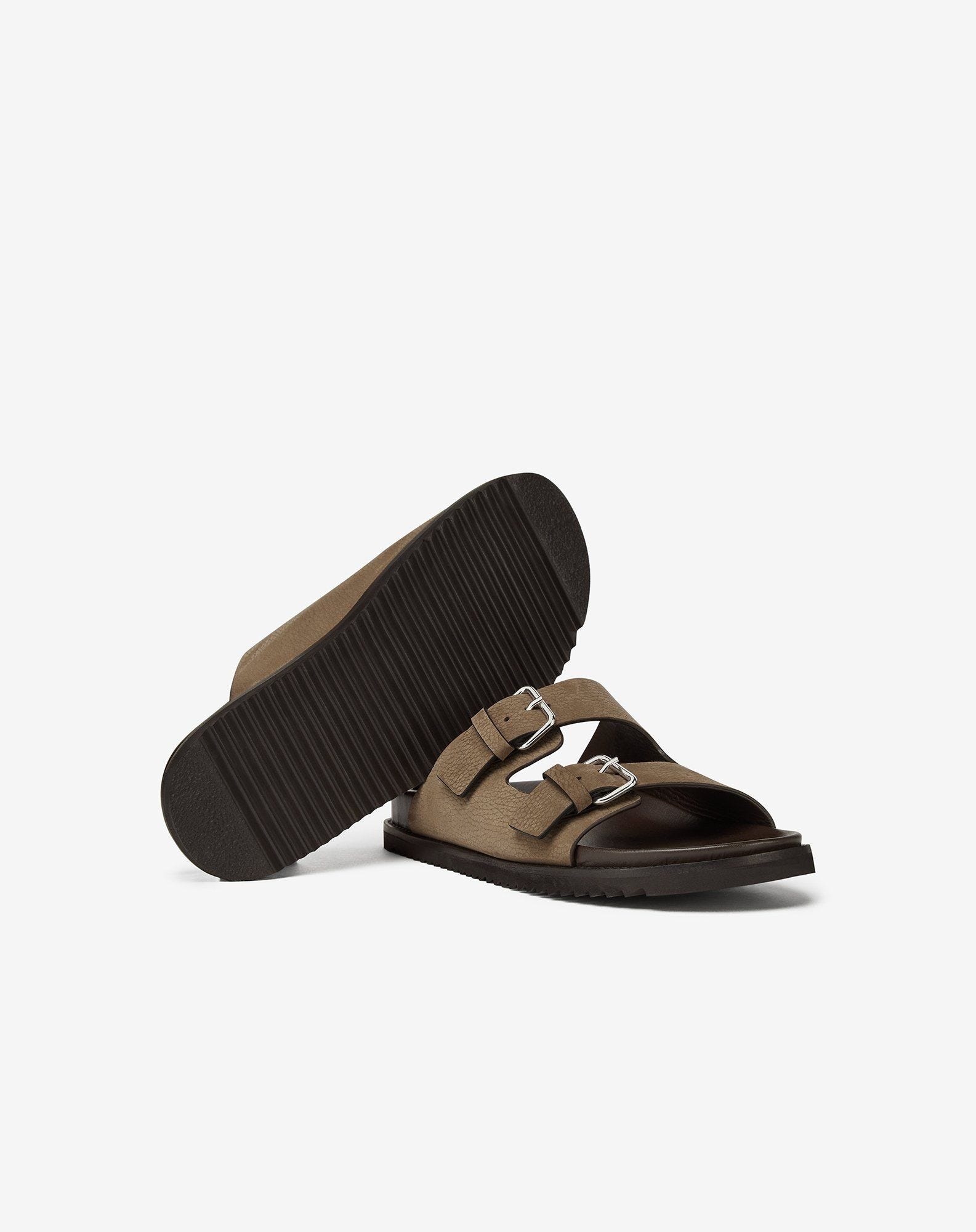 Taupe leather sandals - 4