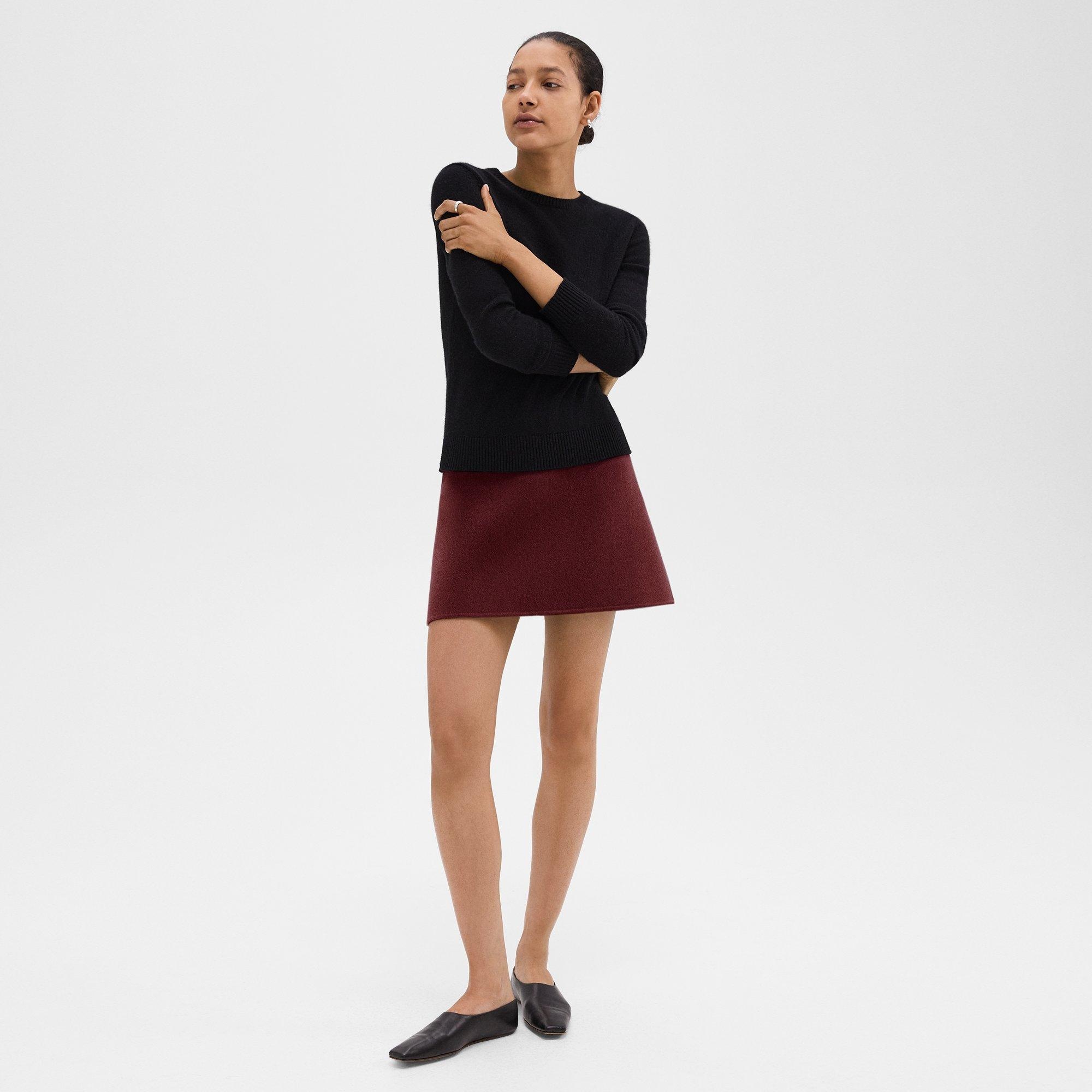 High-Waist Mini Skirt in Double-Face Wool-Cashmere - 3