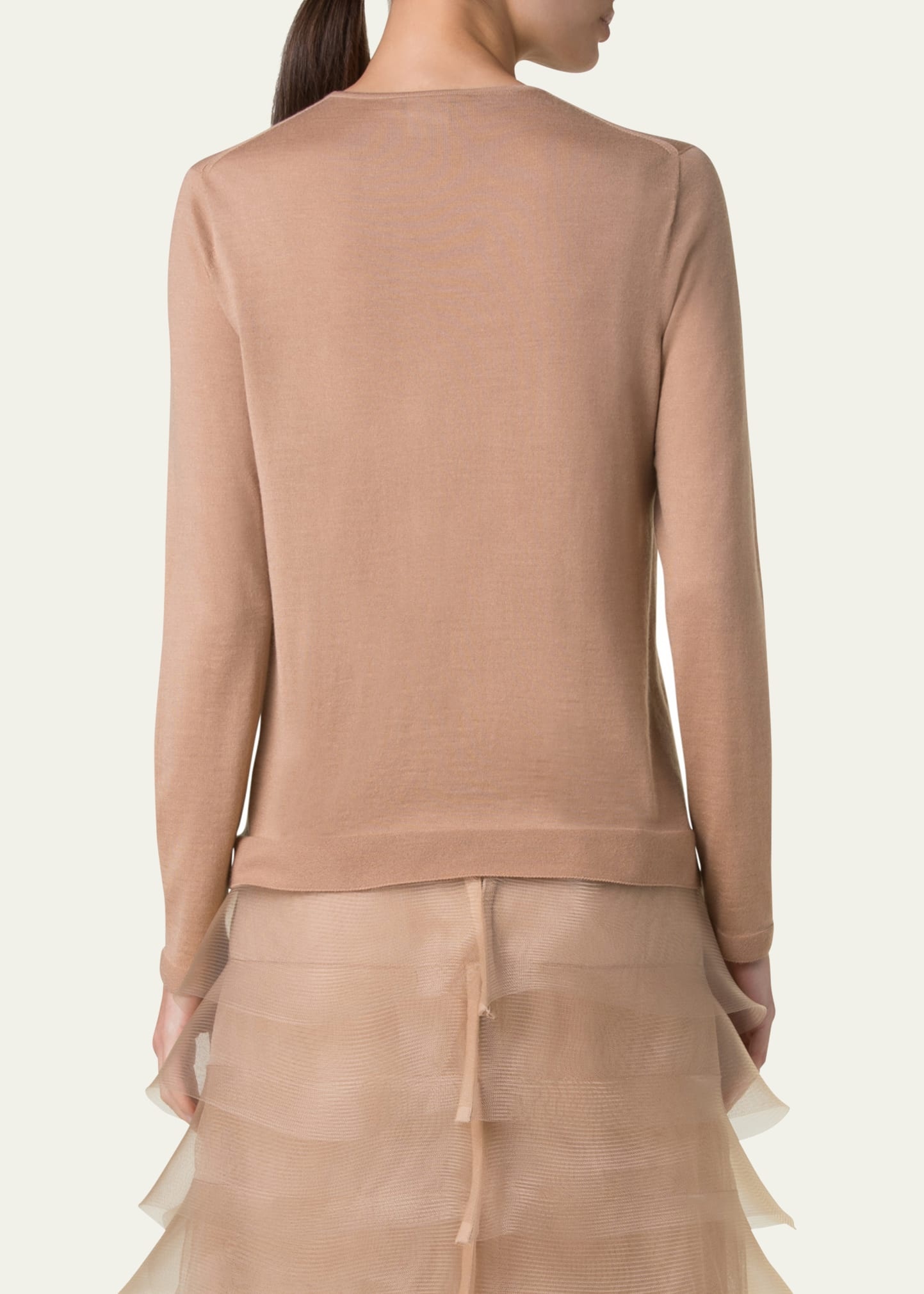 Seamless Cashmere-Silk Crewneck Sweater - 3