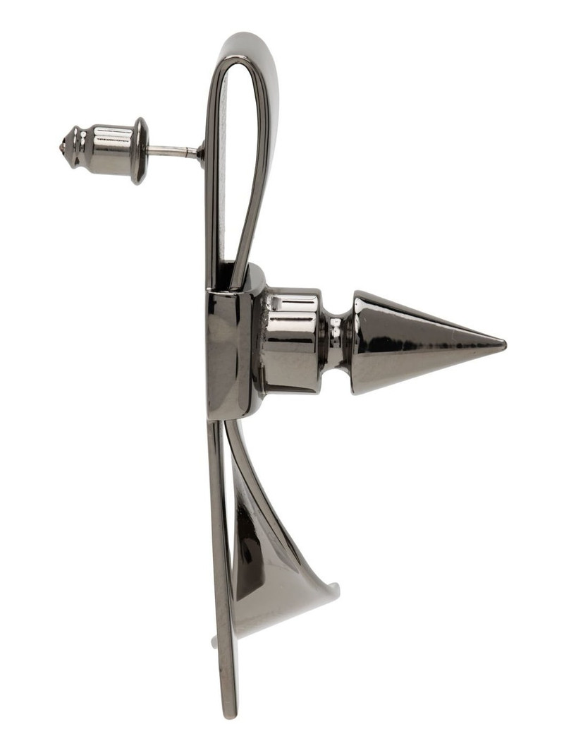 We11done Gunmetal Spike Ribbon Earrings outlook