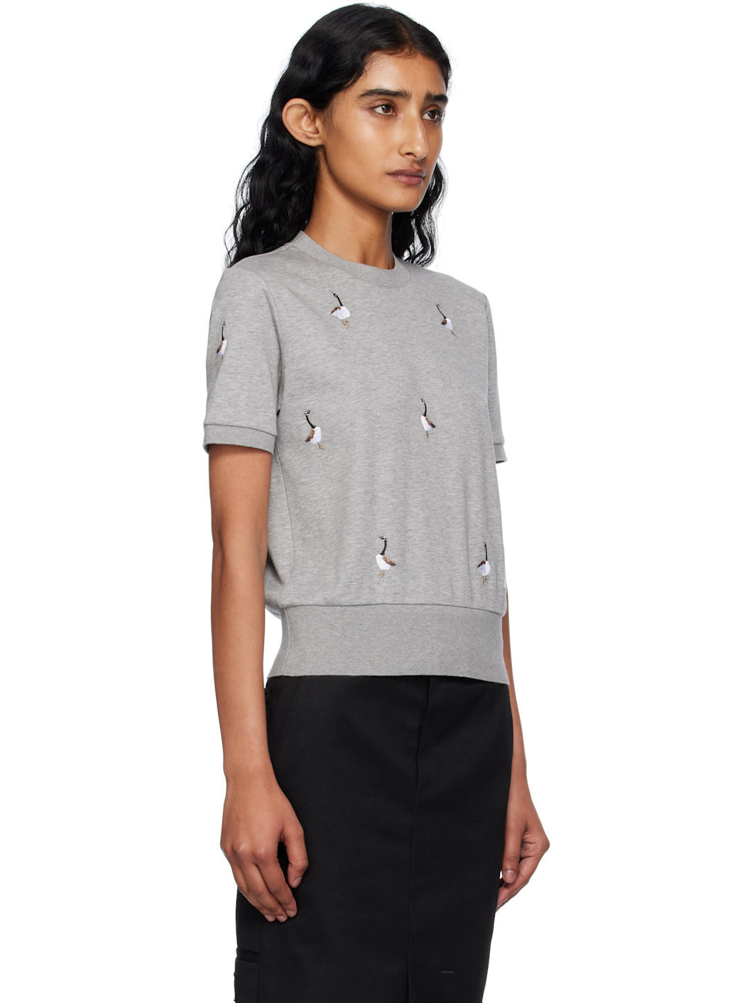 Gray Cotton Milano Geese T-shirt - 2