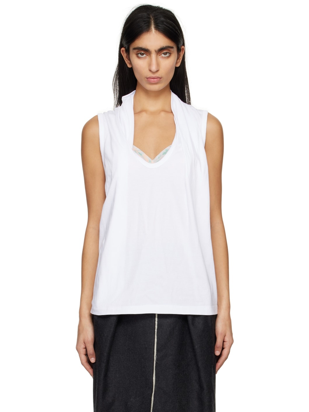 White Layered Tank Top - 1