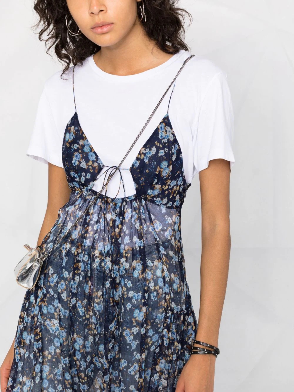 floral silk mini dress - 3