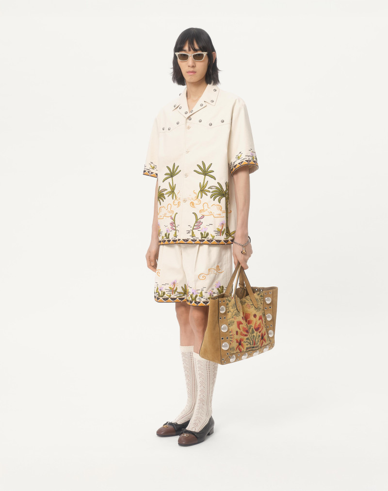 Valentino COTTON CANVAS SHIRT WITH FLORAL EMBROIDERY outlook