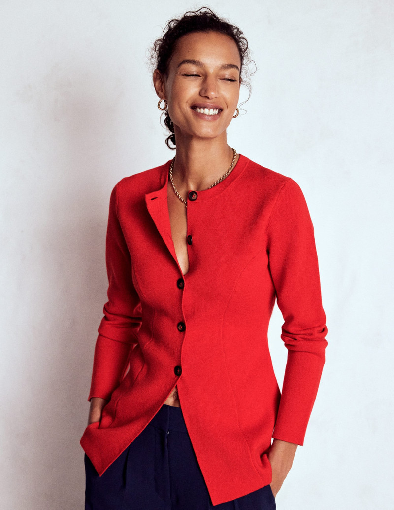 Joanna Fitted Knitted Jacket-Poppy Red 5