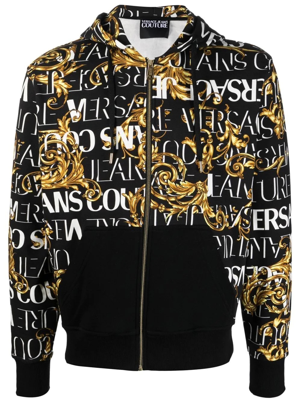 baroque-pattern print hoodie - 1