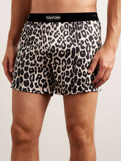 TOM FORD Velvet-Trimmed Leopard-Print Silk-Satin Boxer Shorts outlook