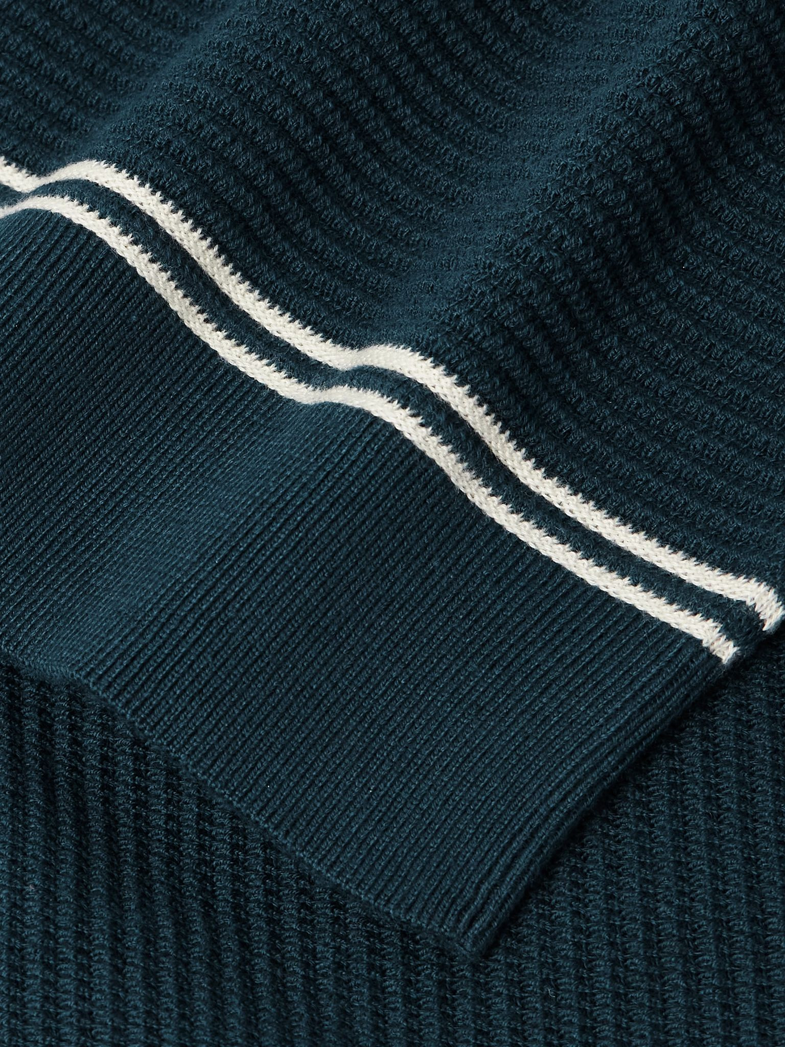 Slim-Fit Ribbed Cotton T-Shirt Teal - 4