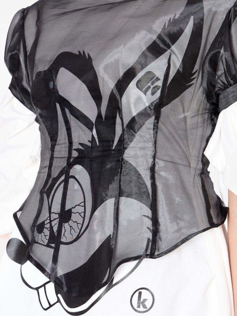 puff-sleeve graphic T-shirt 4