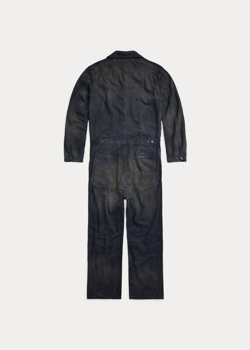RRL by Ralph Lauren Distressed Boweman Indigo Denim Coverall outlook