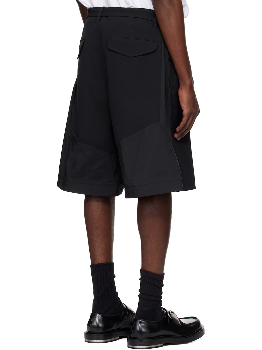 Black Matelasse Twill Mix Shorts - 3