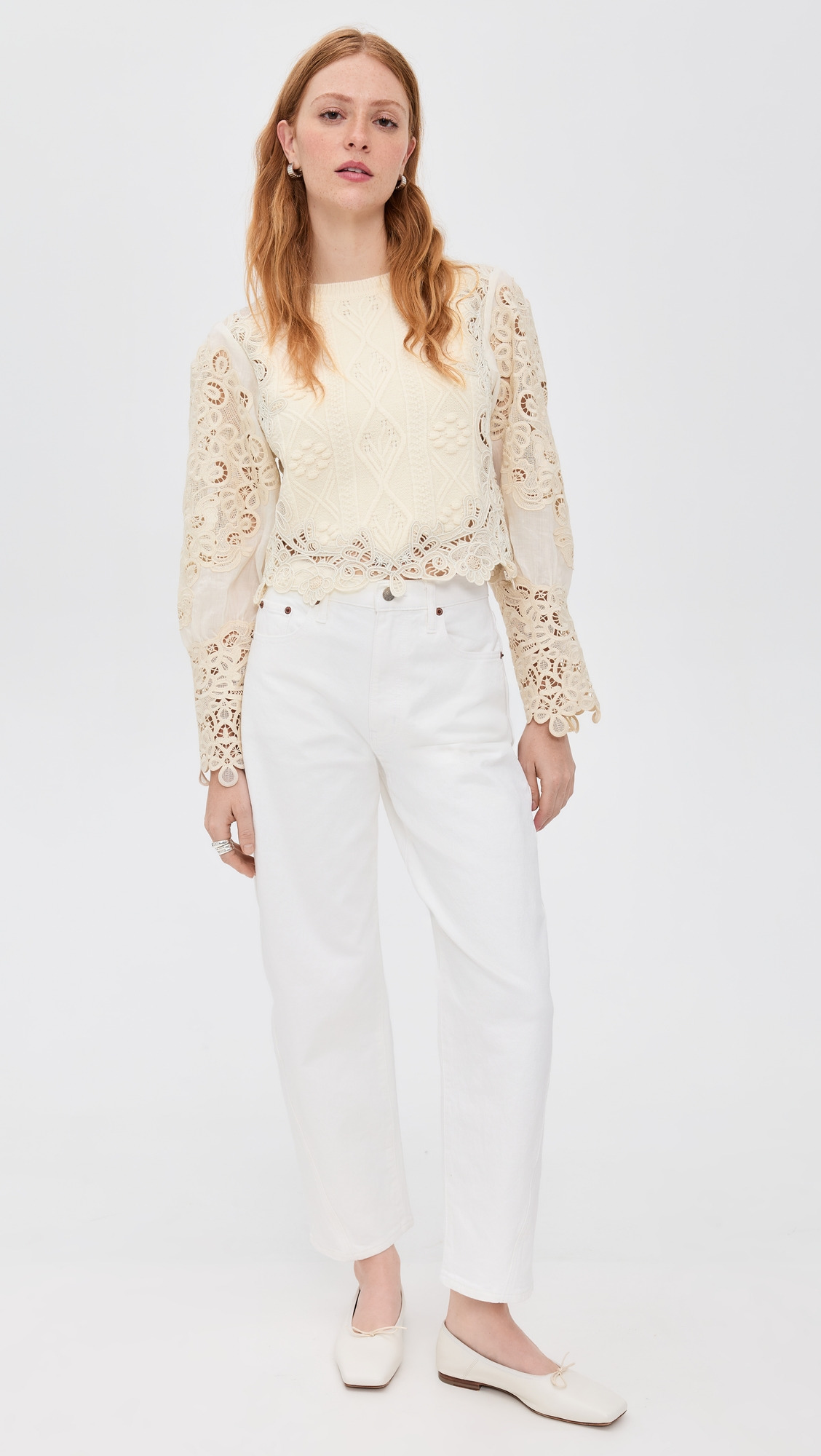 Vania Lace Combo Sleeve Sweater - 4