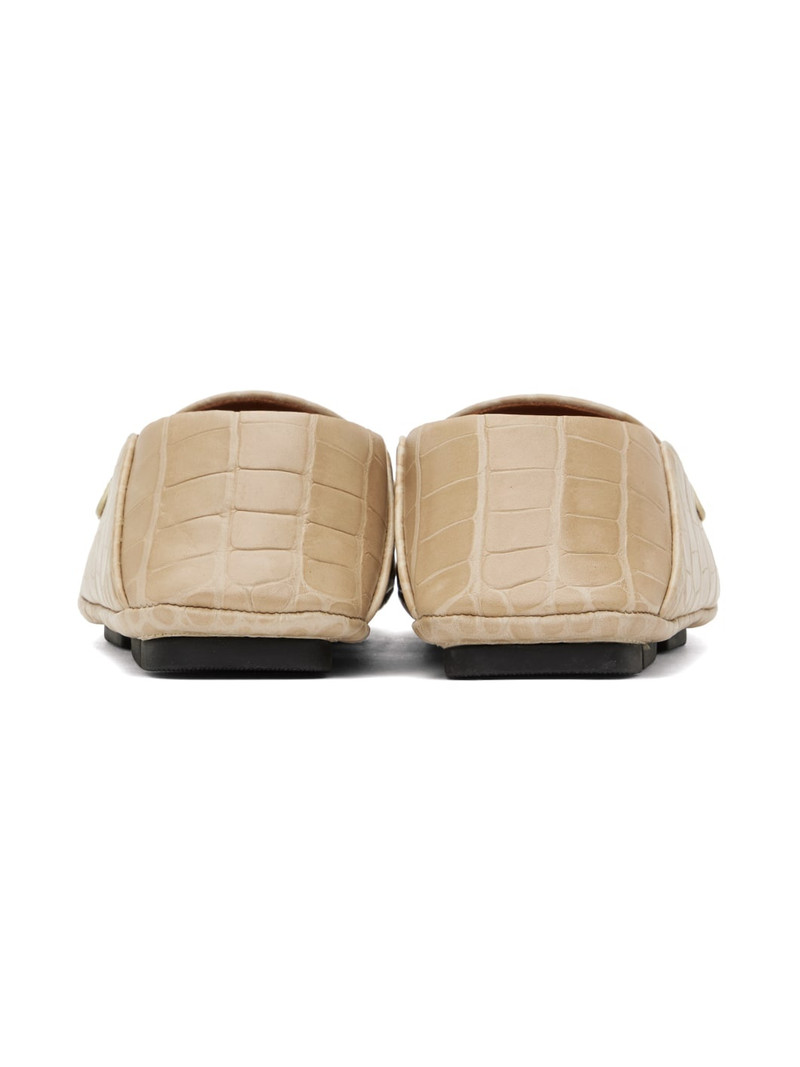 Beige Crocodile-Print Driver Loafers 2