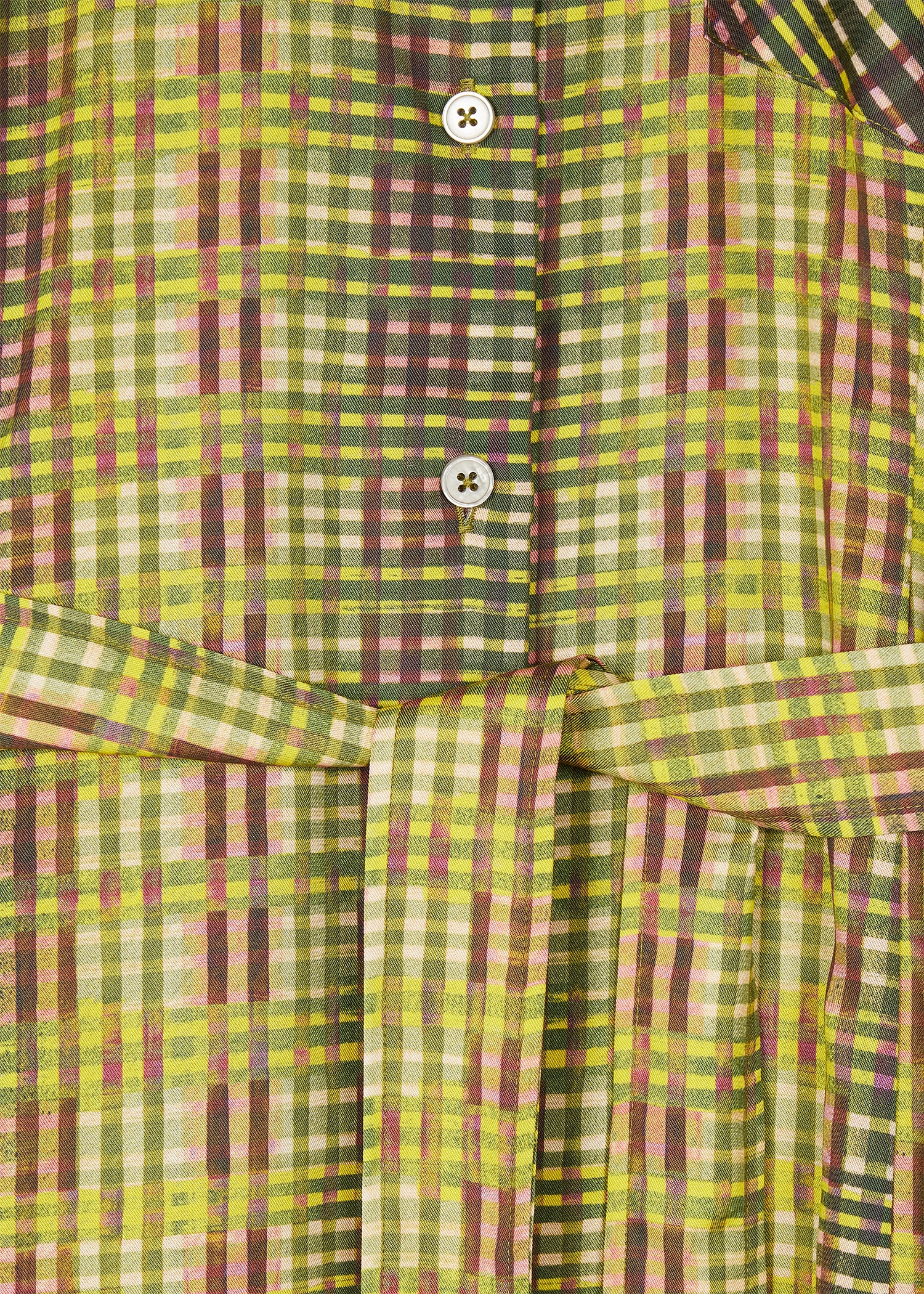 Women's Yellow and Black Check Shirt Dress - 3