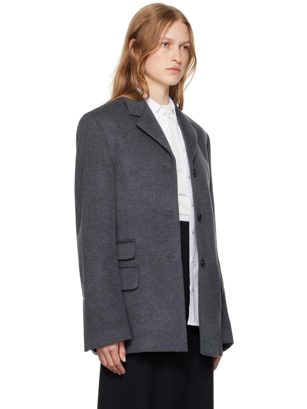 Gray Straight Blazer - 2