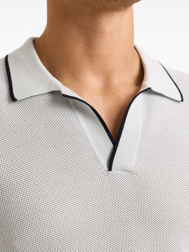 Horton piped-trim piqué polo-collar top 4