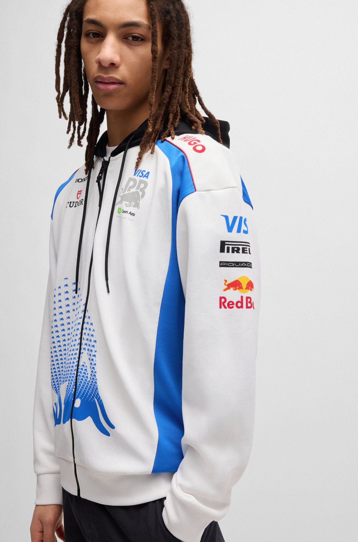 HUGO X VCARB ZIP-UP FANWEAR HOODIE WITH BULL MOTIF - 3